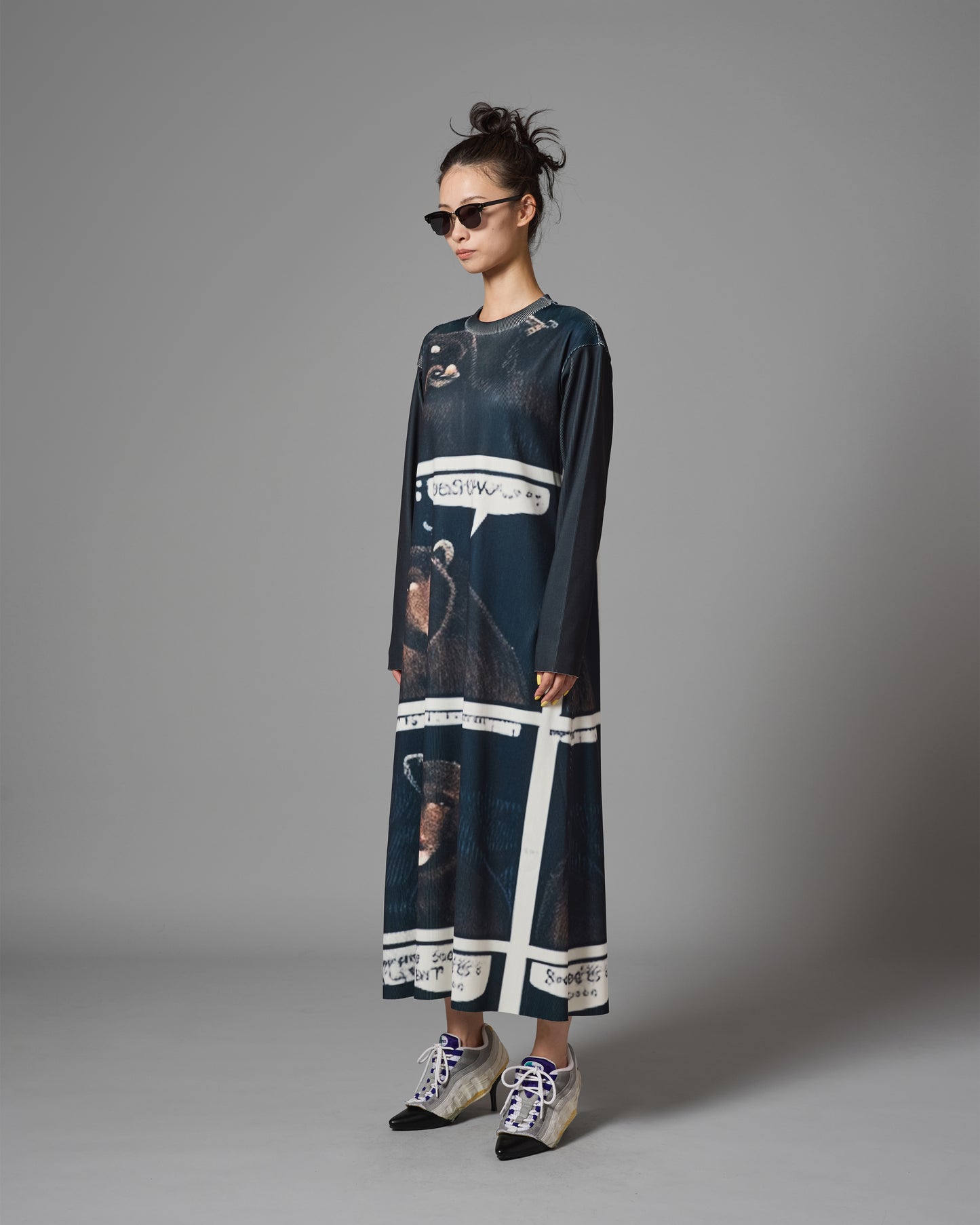 [PRE ORDER] PRINT RIB L/S ONE-PIECE (BEAR)