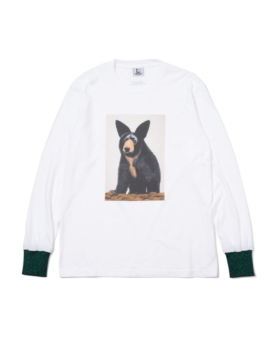 BEAR PRINT L/S T-SHIRT (WHITE)