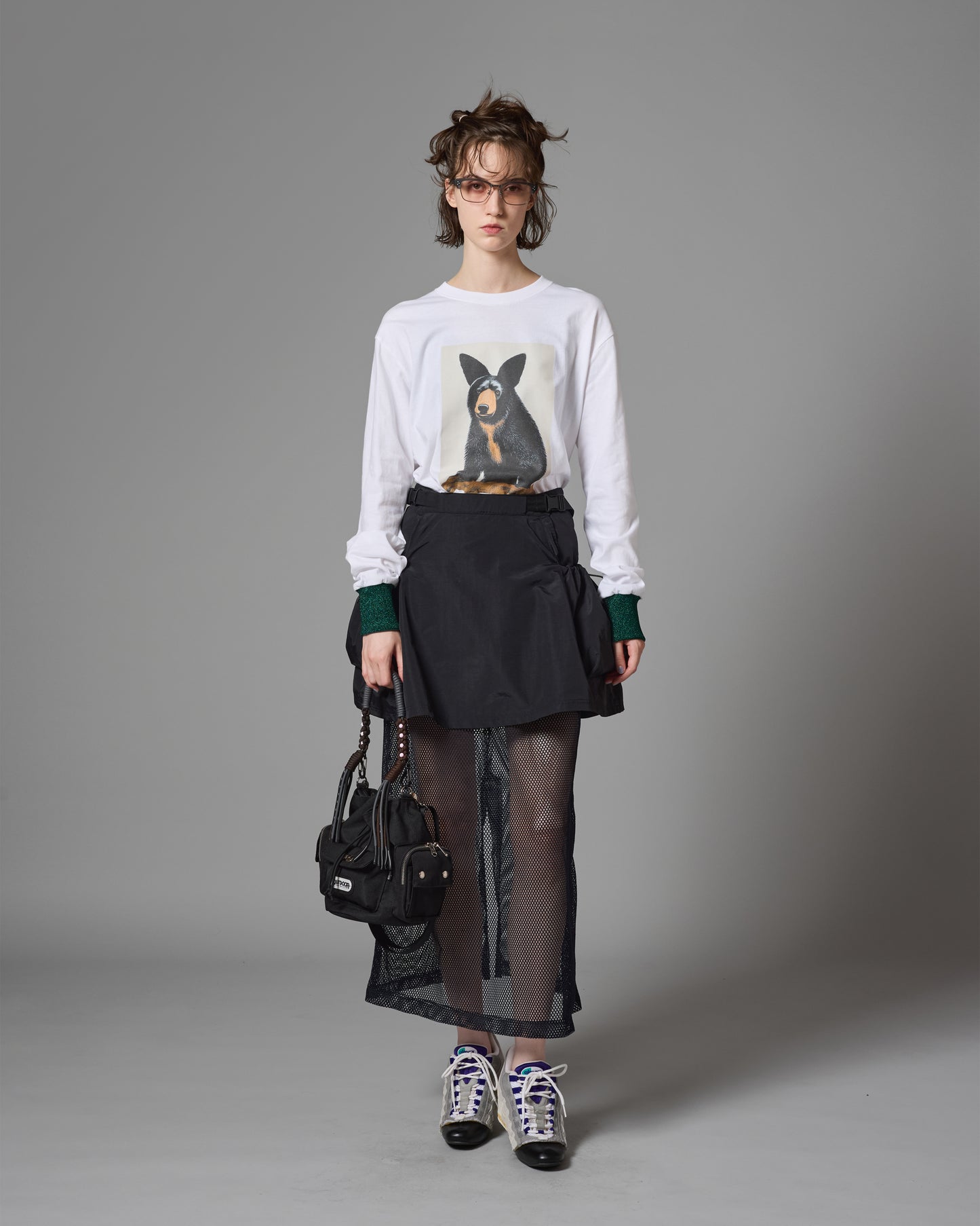 BEAR PRINT L/S T-SHIRT (WHITE)