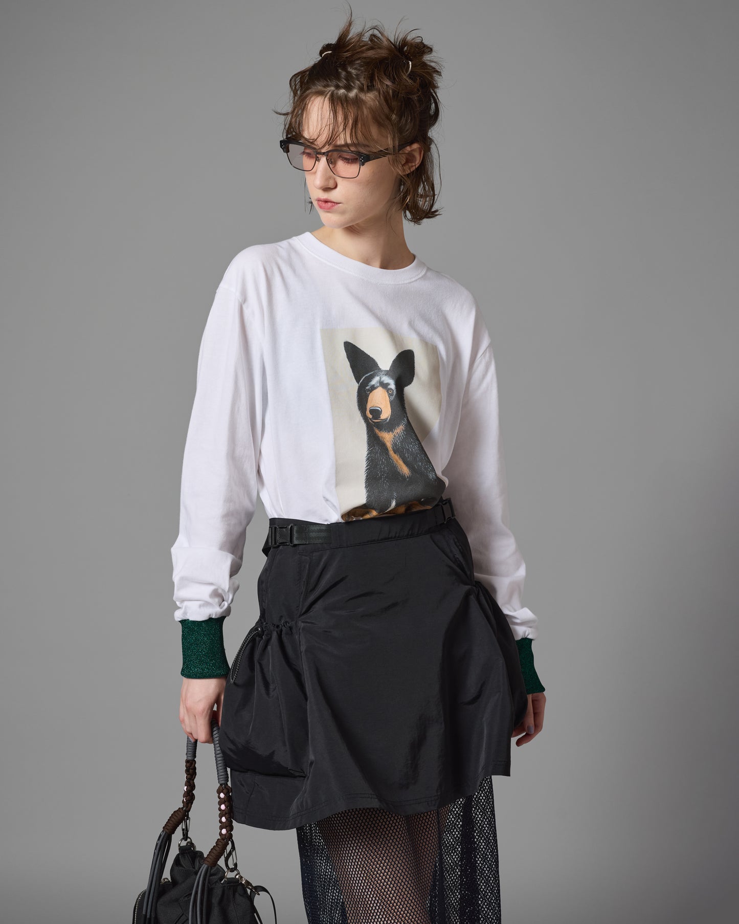 BEAR PRINT L/S T-SHIRT (WHITE)