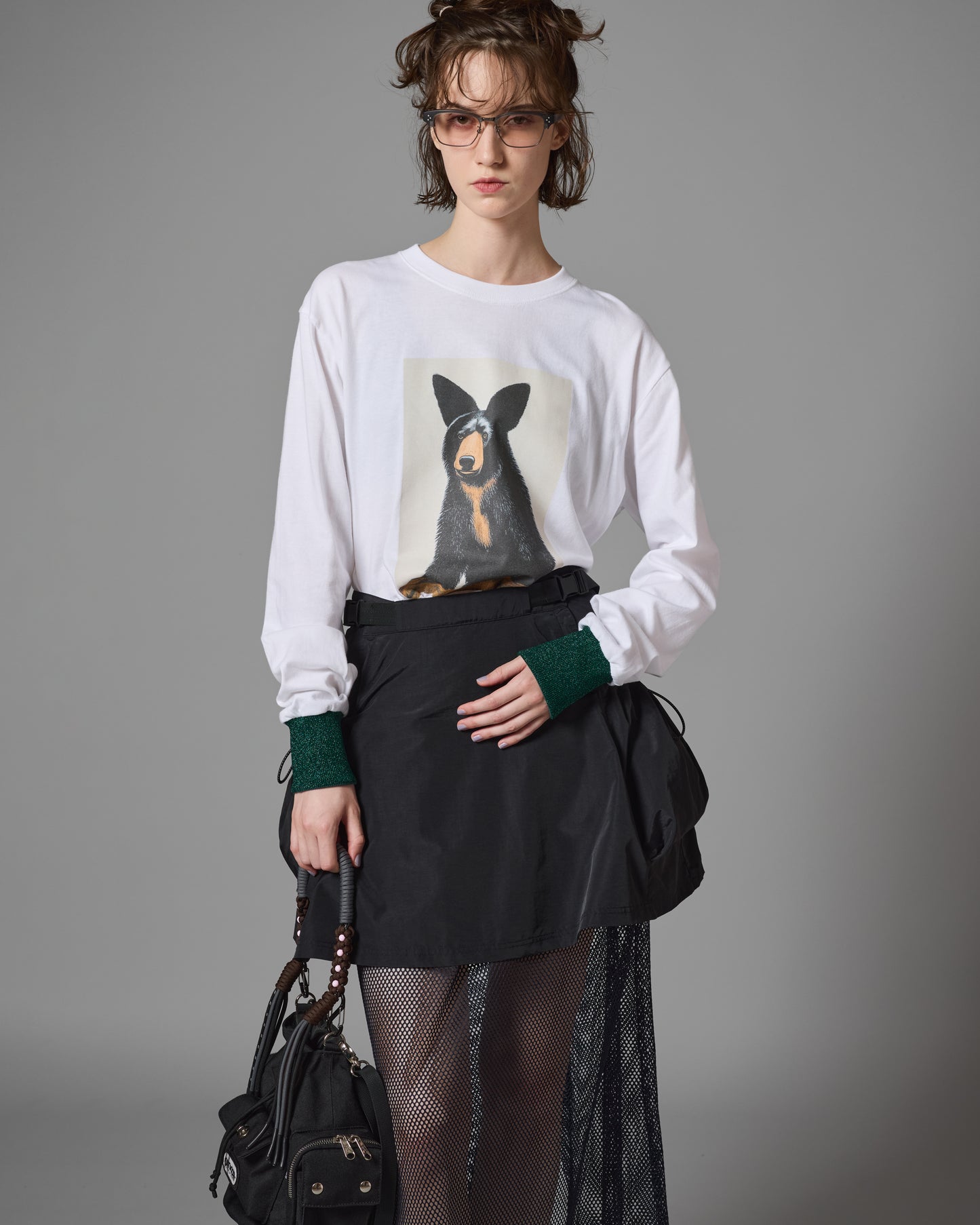 BEAR PRINT L/S T-SHIRT (WHITE)