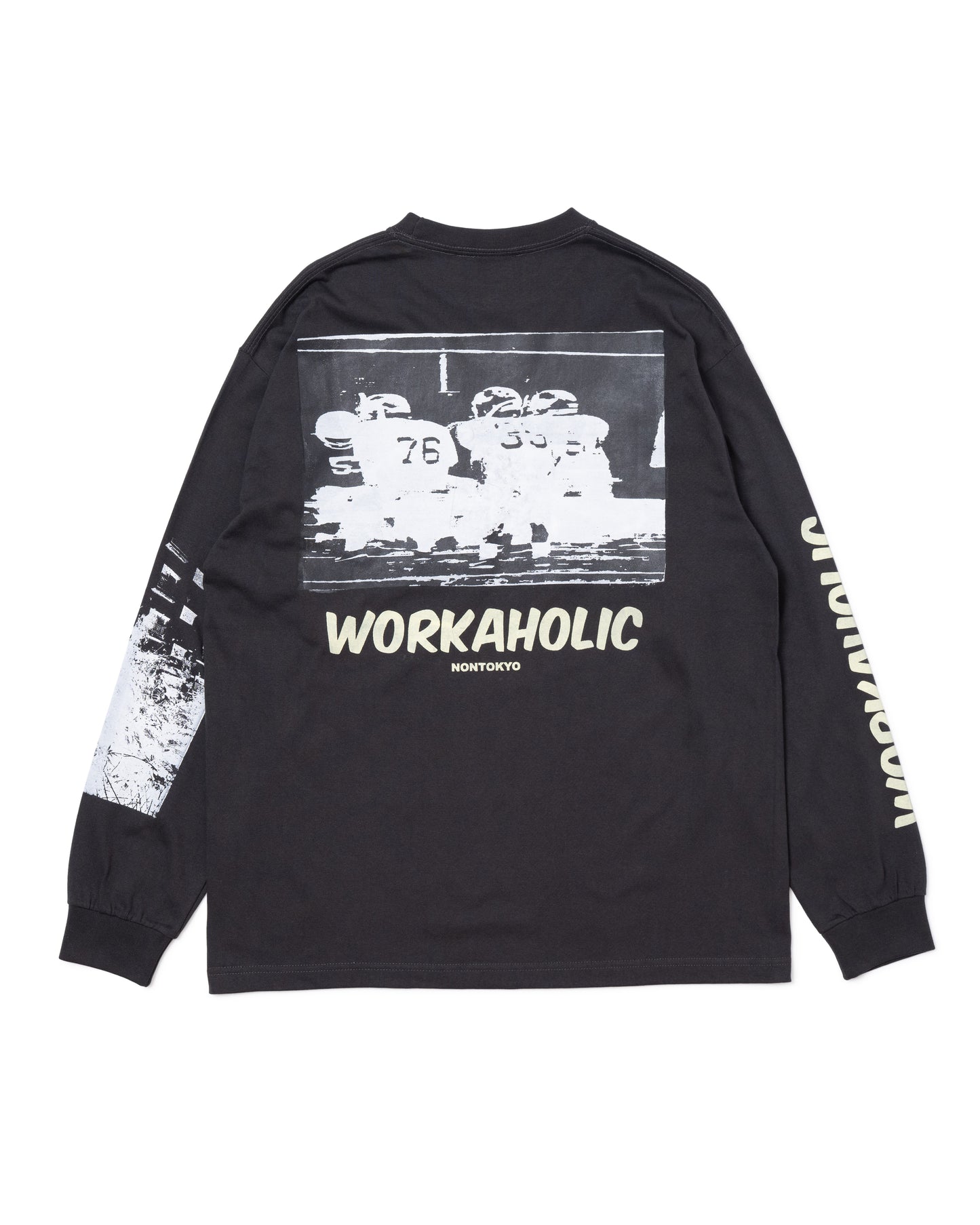 WORKAHOLIC PRINT L/S T-SHIRT (GRAY)