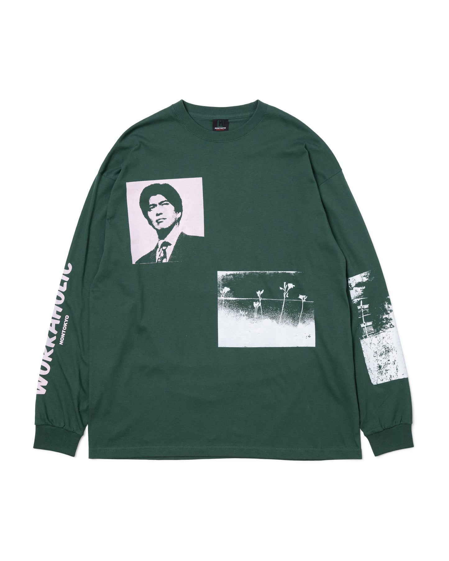WORKAHOLIC PRINT L/S T-SHIRT (GREEN)