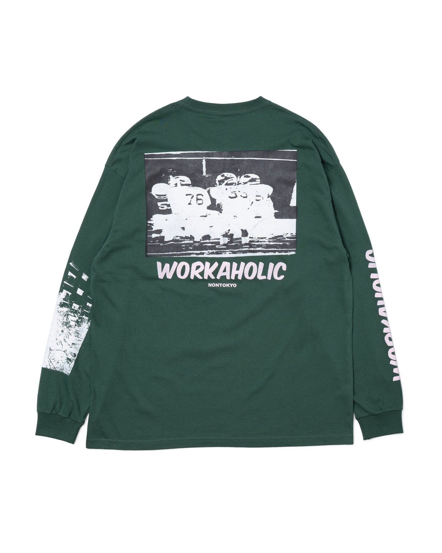 WORKAHOLIC PRINT L/S T-SHIRT (GREEN)