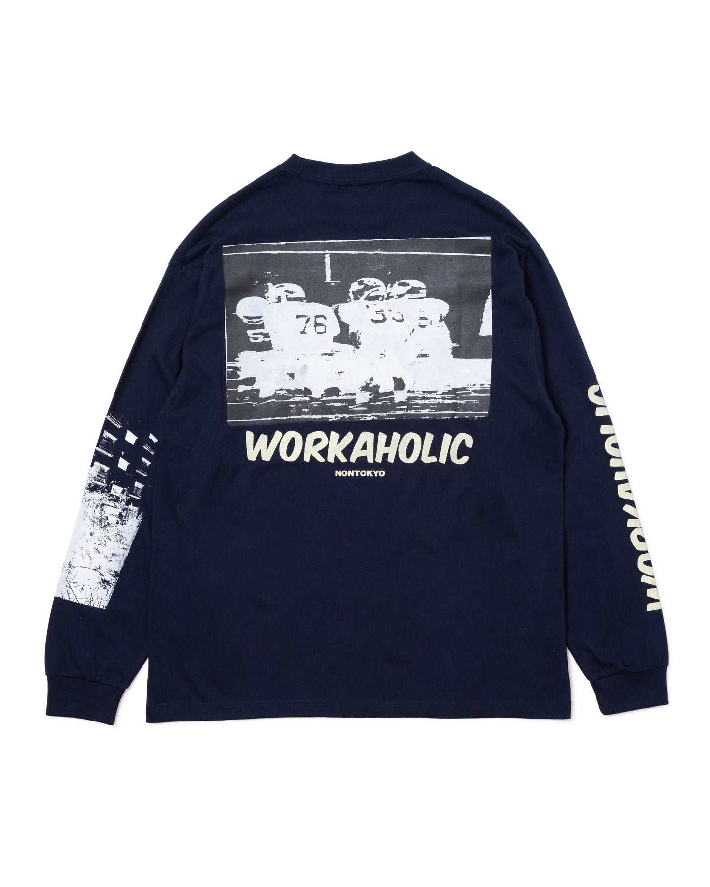 WORKAHOLIC PRINT L/S T-SHIRT (NAVY)