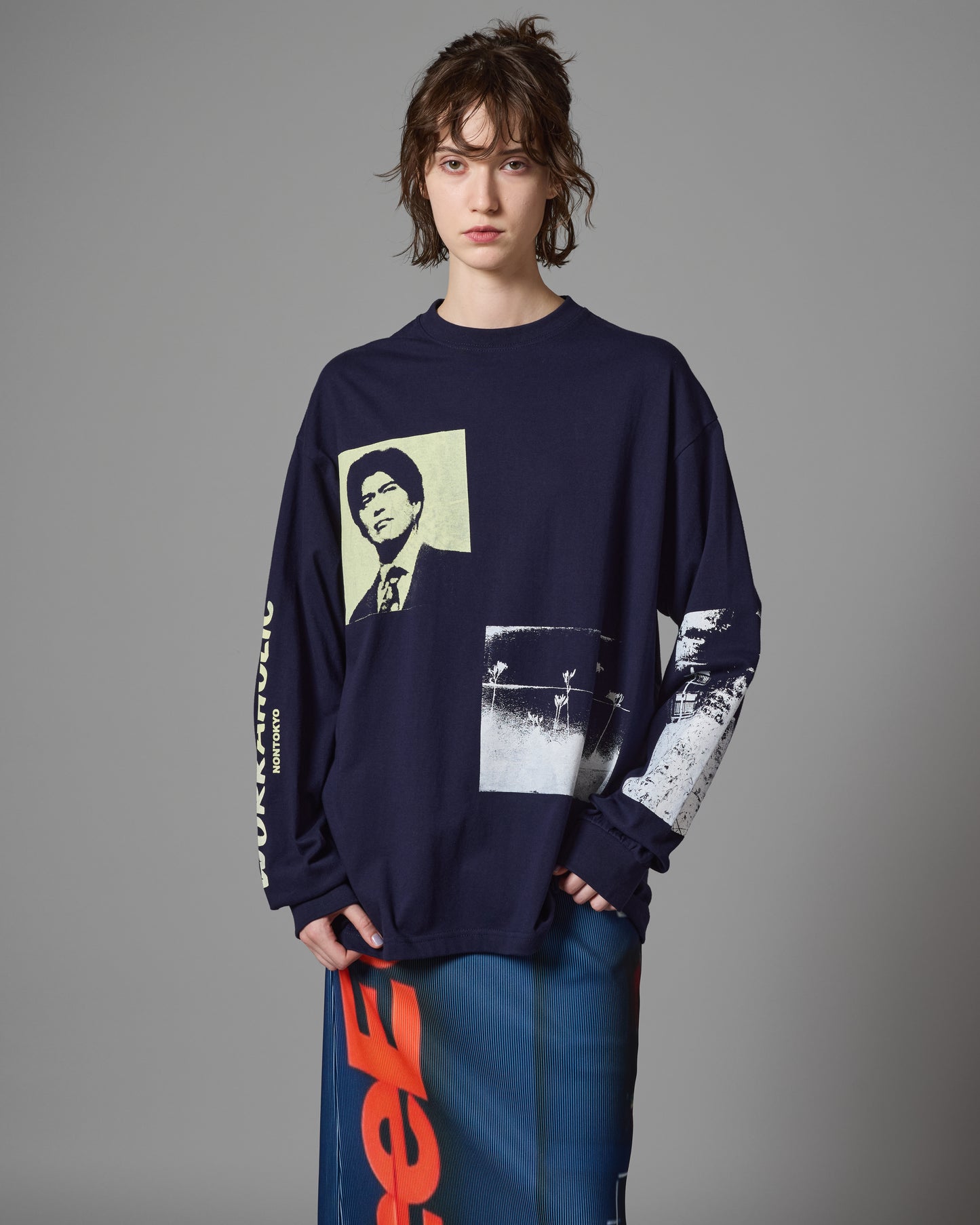 WORKAHOLIC PRINT L/S T-SHIRT (NAVY)