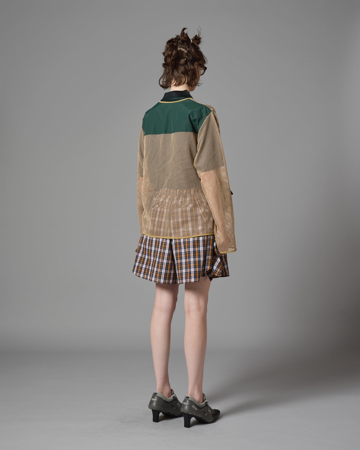 [PRE ORDER] MULTI POCKET MESH JACKET (GREEN×BEIGE)