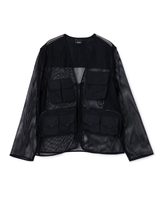[PRE ORDER] MULTI POCKET MESH JACKET (BLACK×BLACK)