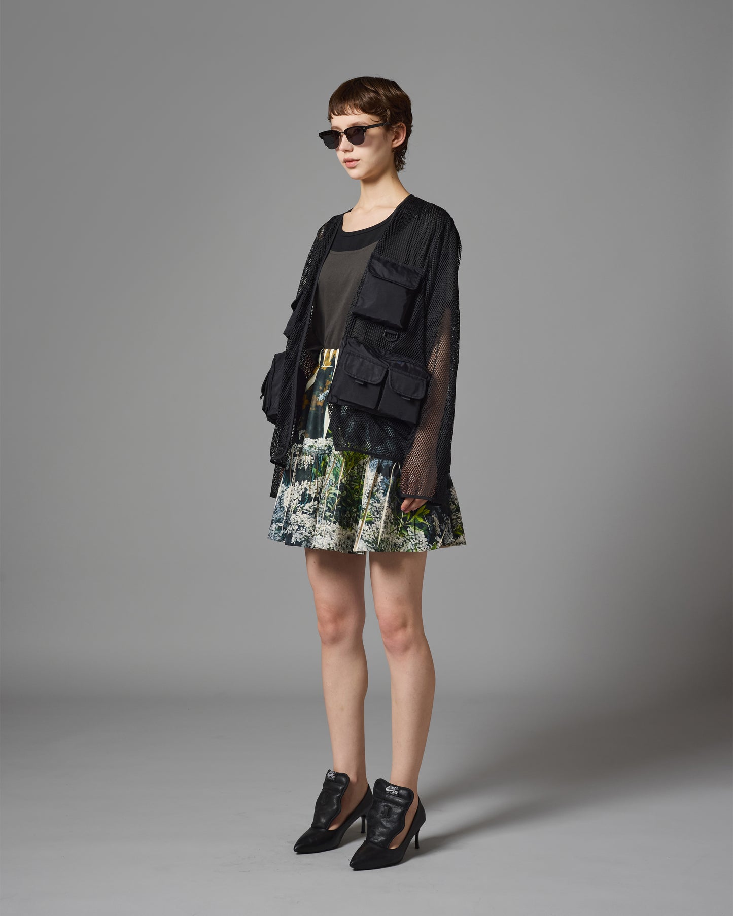 [PRE ORDER] MULTI POCKET MESH JACKET (BLACK×BLACK)