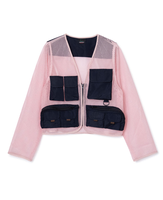 [PRE ORDER] MULTI POCKET MESH JACKET (PINK×NAVY)