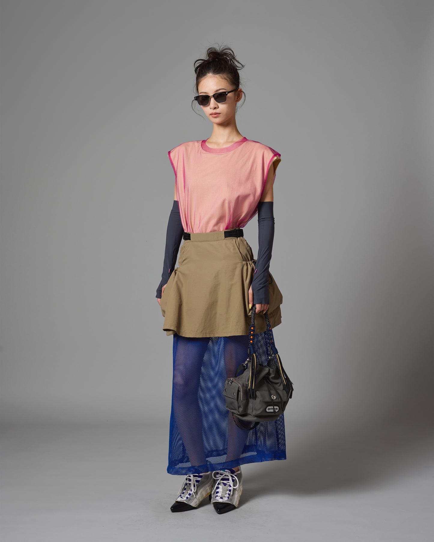 [PRE ORDER] MESH LAYER SKIRT (BEIGE×BLUE)