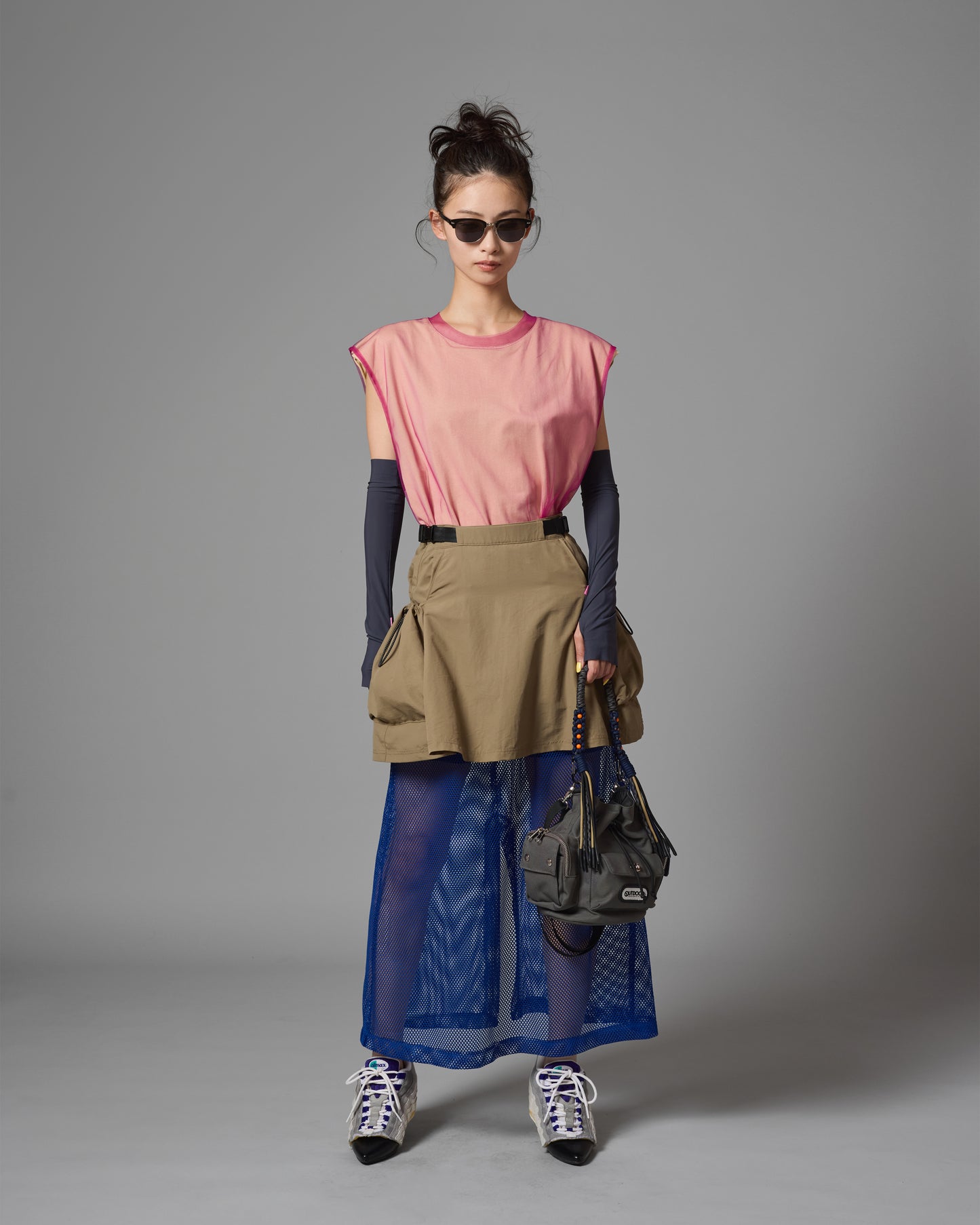[PRE ORDER] MESH LAYER SKIRT (BEIGE×BLUE)