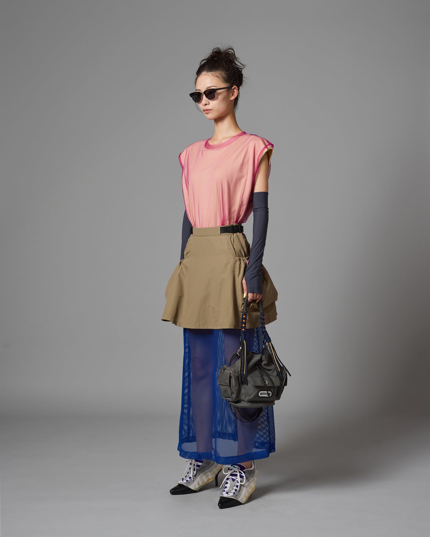 [PRE ORDER] MESH LAYER SKIRT (BEIGE×BLUE)