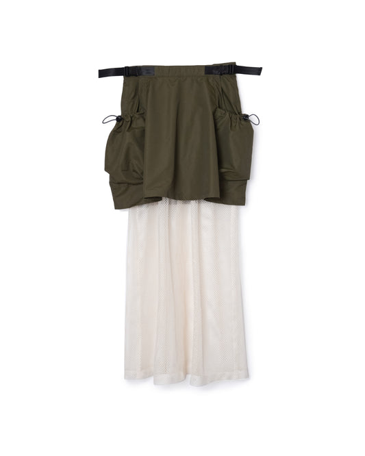 [PRE ORDER] MESH LAYER SKIRT (KHAKI×IVORY)