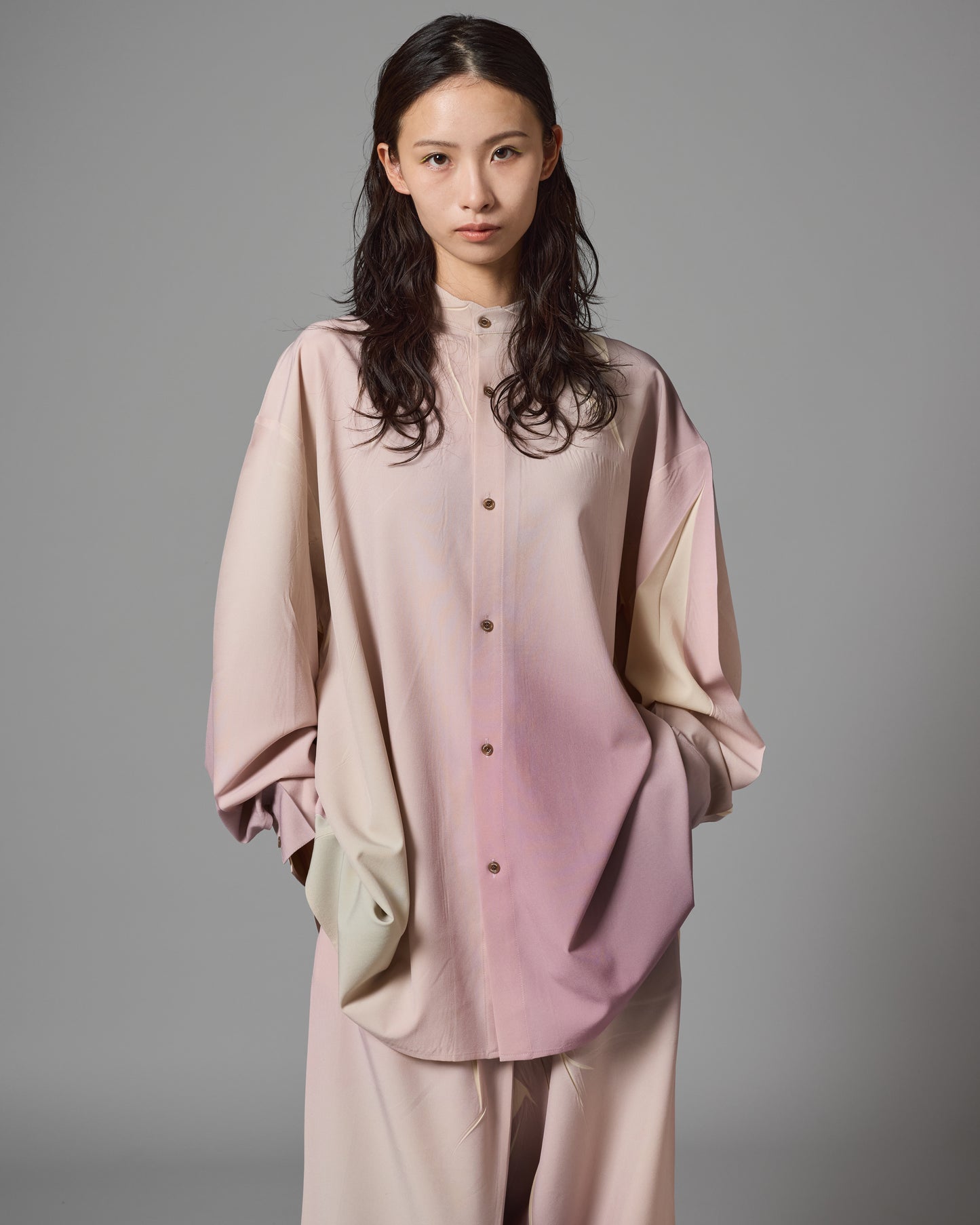 DIRECT PRINT NO COLLAR SHIRTS (IVORY)