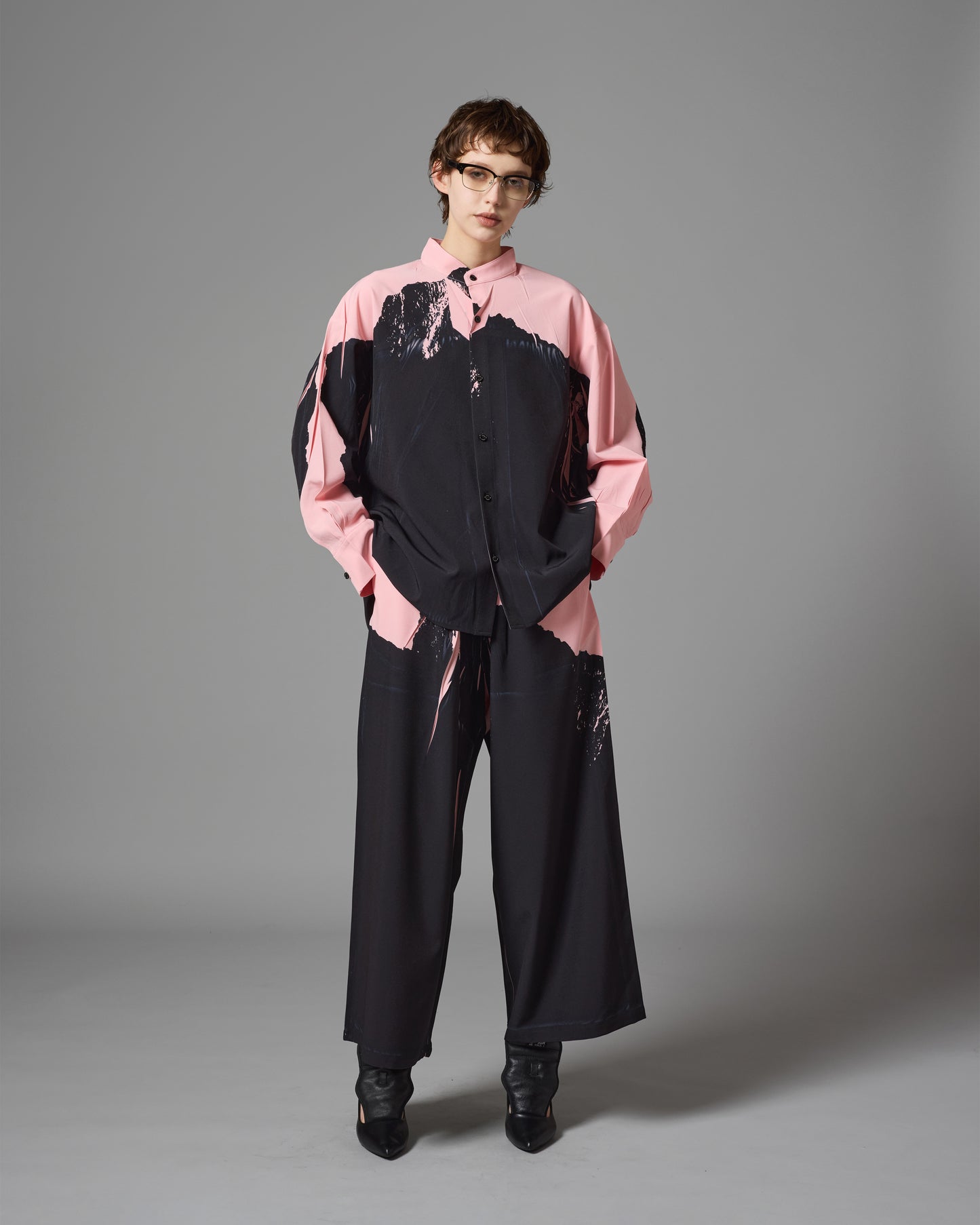 DIRECT PRINT NO COLLAR SHIRTS (PINK)