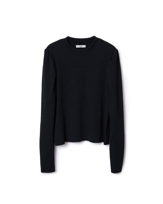 RIB PUFF SLEEVE C/S (BLACK)
