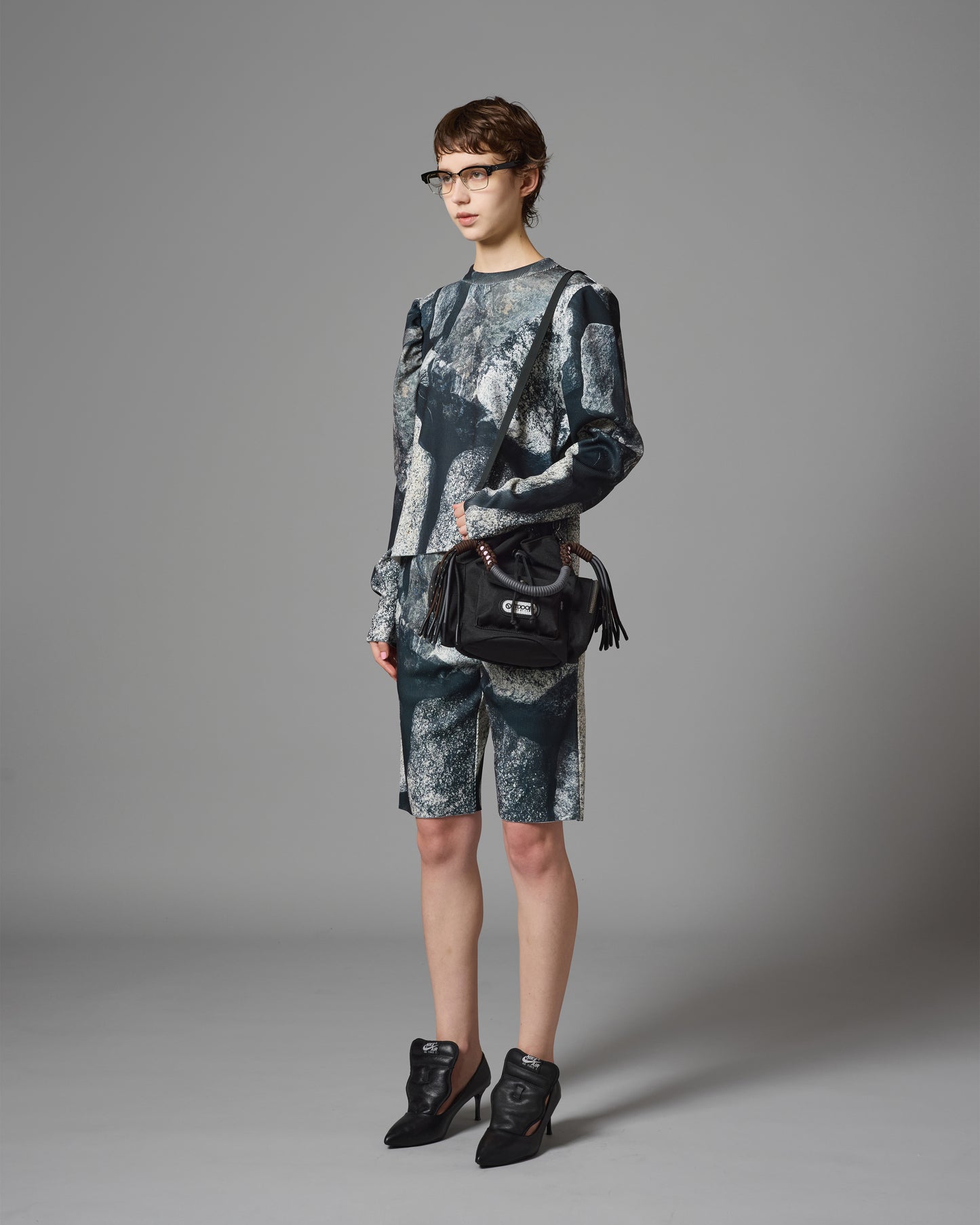 [PRE ORDER] PRINT RIB SHORTS (ROCK)