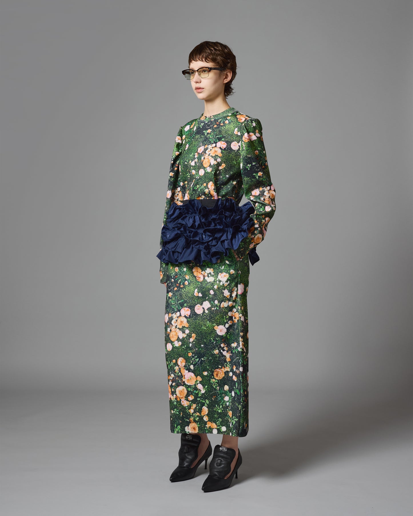 [PRE ORDER] PRINT RIB SKIRT (MOSS)