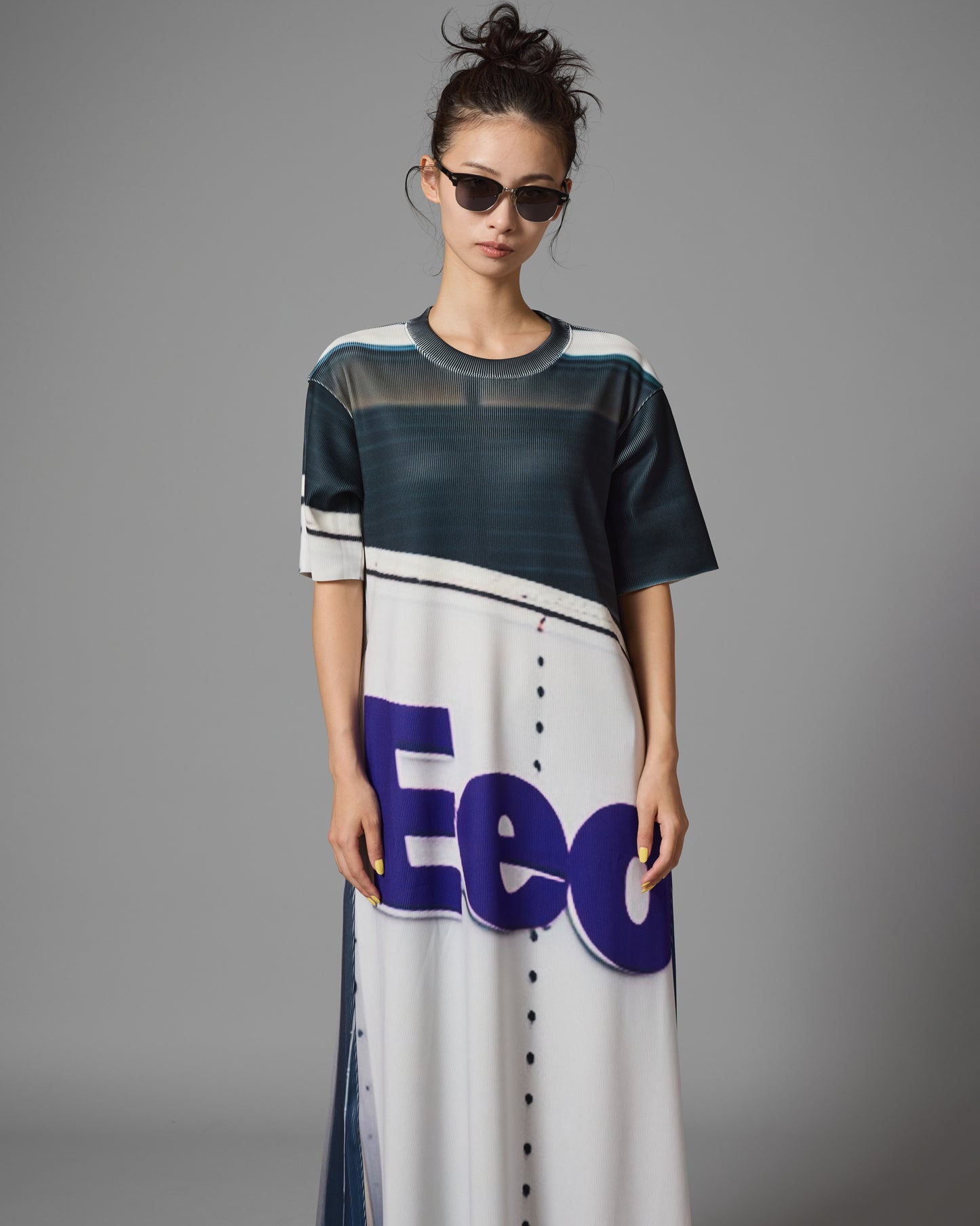 [PRE ORDER] PRINT RIB HALF SLEEVE ONE-PIECE (FLeEdx)