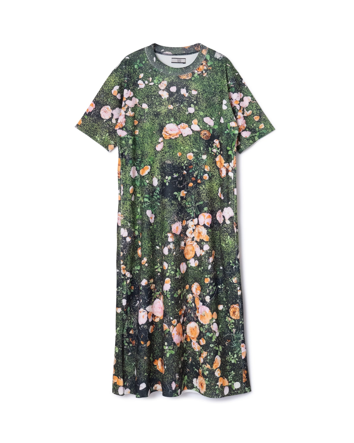 [PRE ORDER] PRINT RIB HALF SLEEVE ONE-PIECE (MOSS)