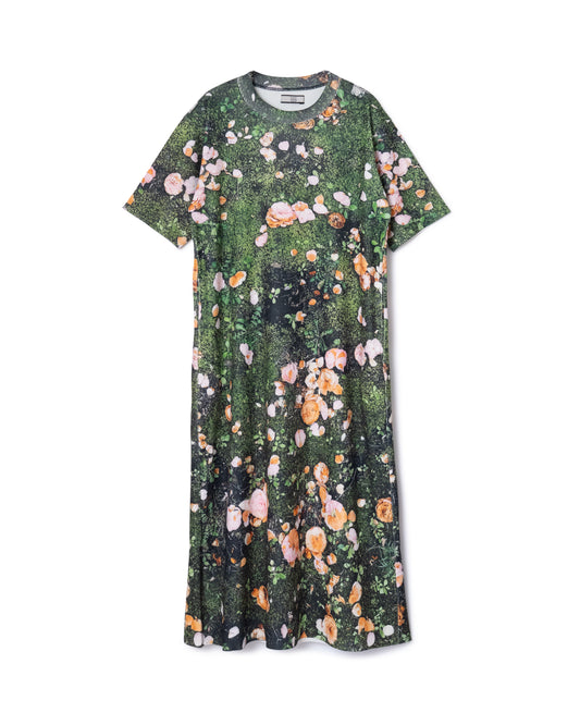 [PRE ORDER] PRINT RIB HALF SLEEVE ONE-PIECE (MOSS)