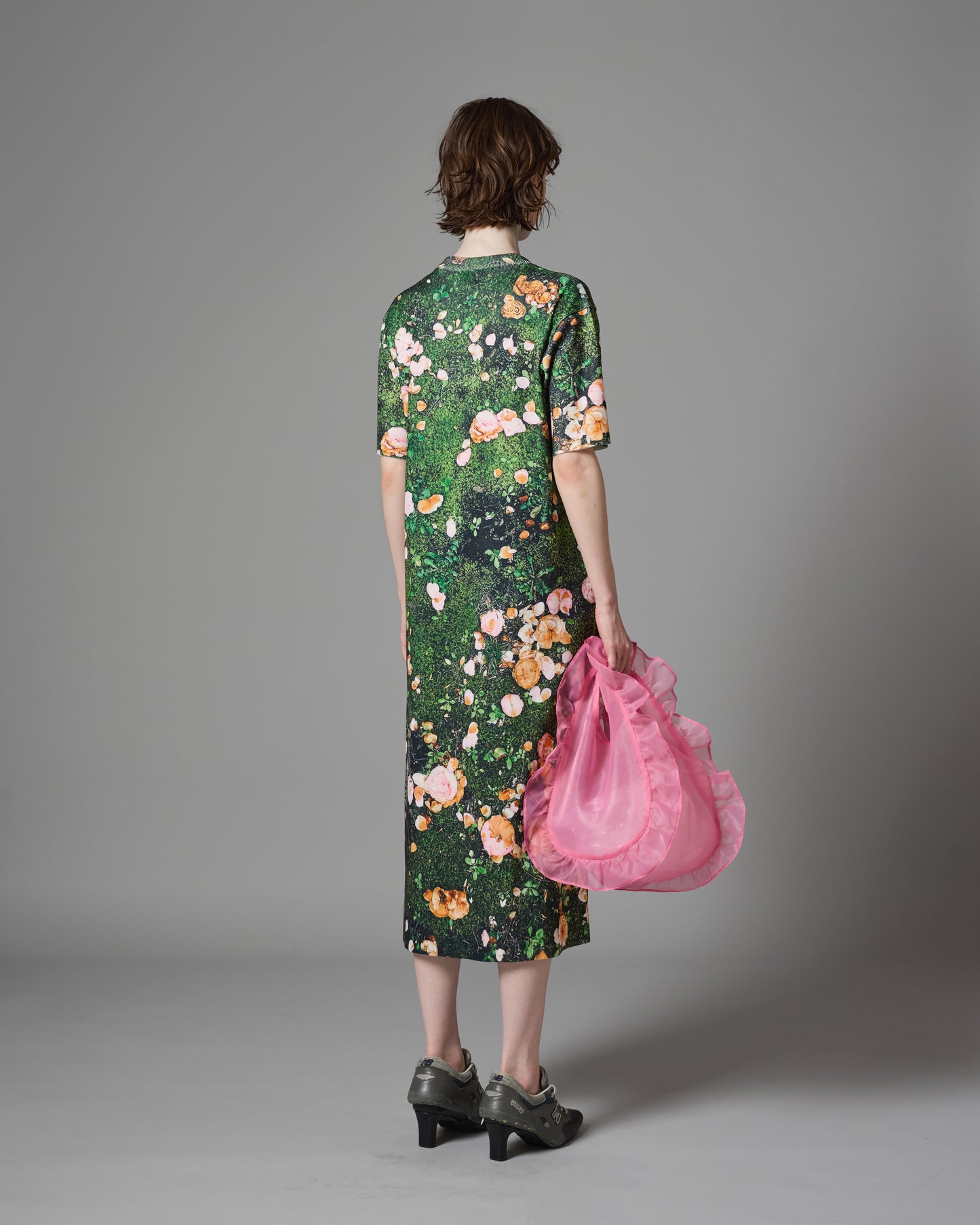 [PRE ORDER] PRINT RIB HALF SLEEVE ONE-PIECE (MOSS)
