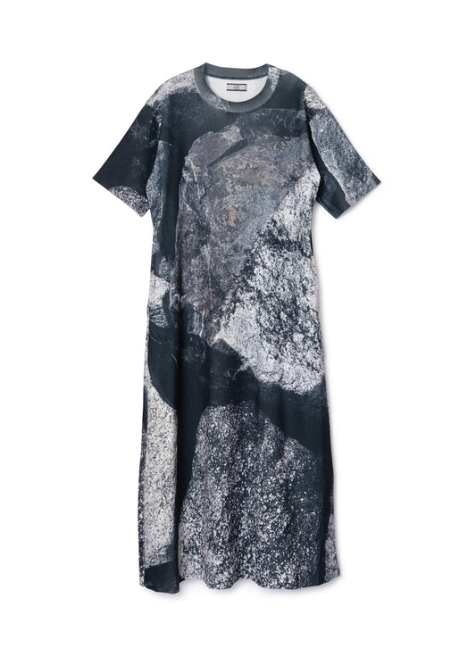 [PRE ORDER] PRINT RIB HALF SLEEVE ONE-PIECE (ROCK)