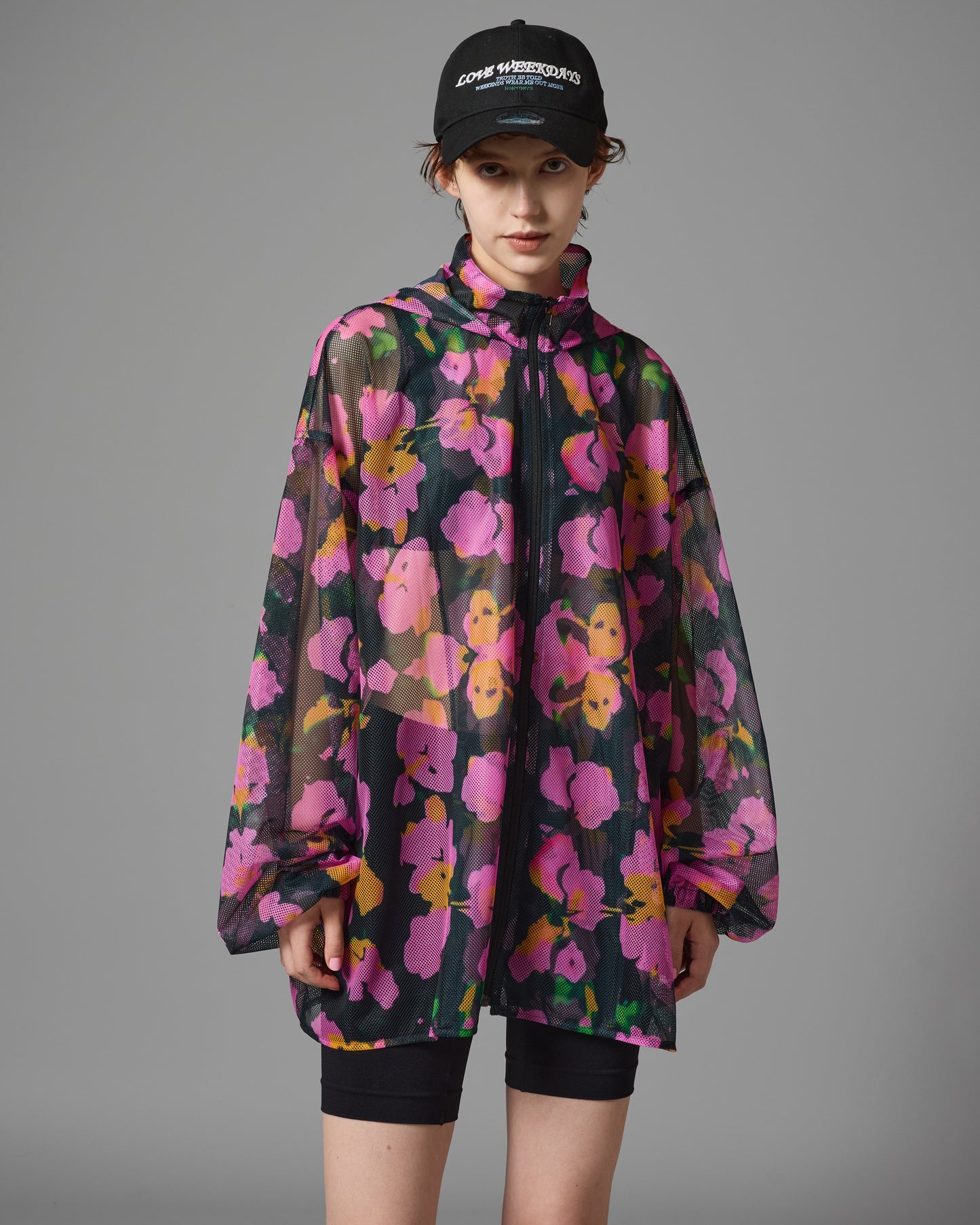 [PRE ORDER] PRINT MESH ZIPUP PARKA (FLOWER)