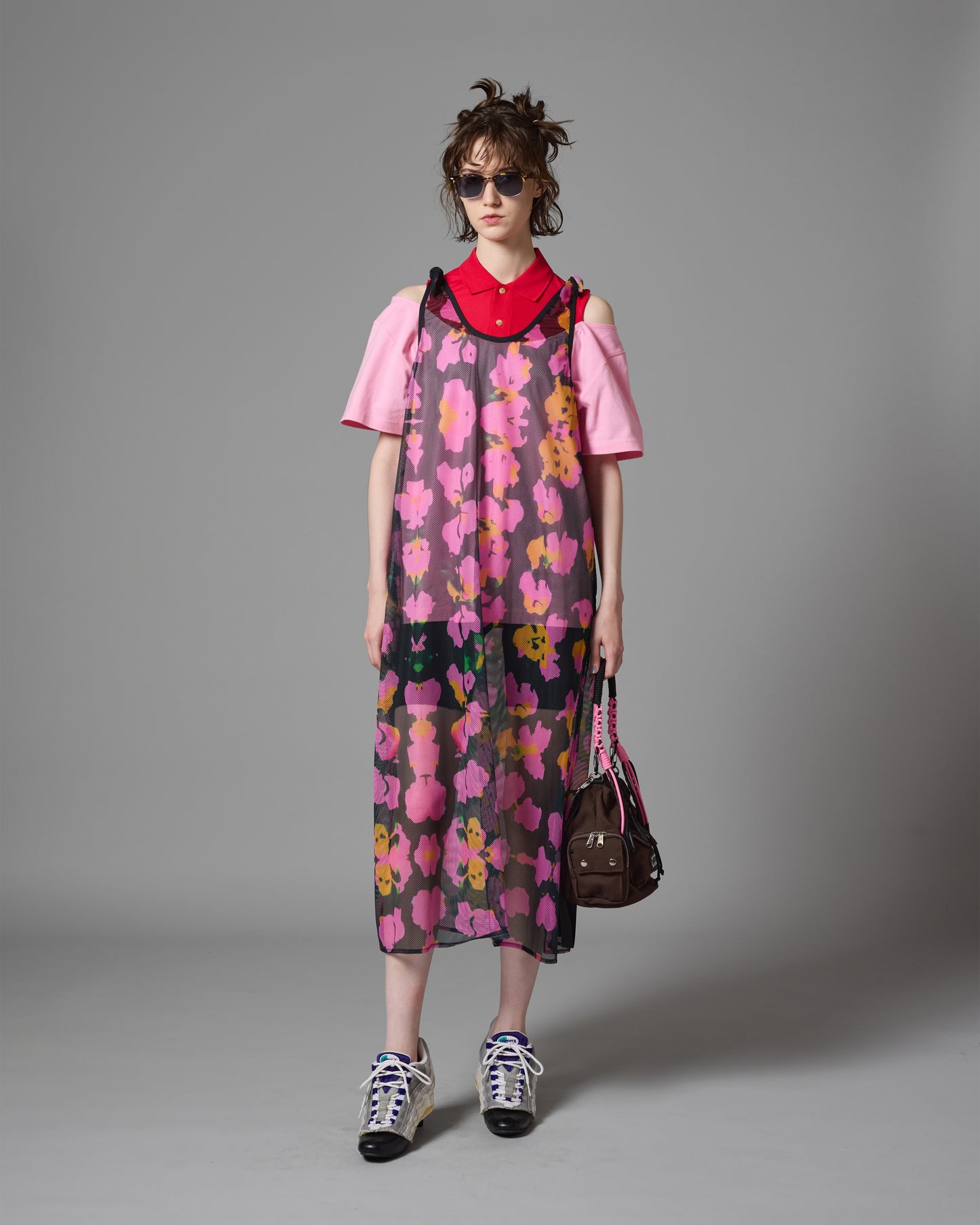 [PRE ORDER] PRINT MESH RIBBON ONE-PIECE (FLOWER)
