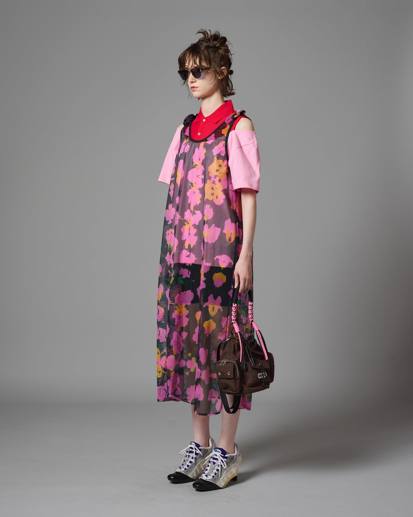 [PRE ORDER] PRINT MESH RIBBON ONE-PIECE (FLOWER)