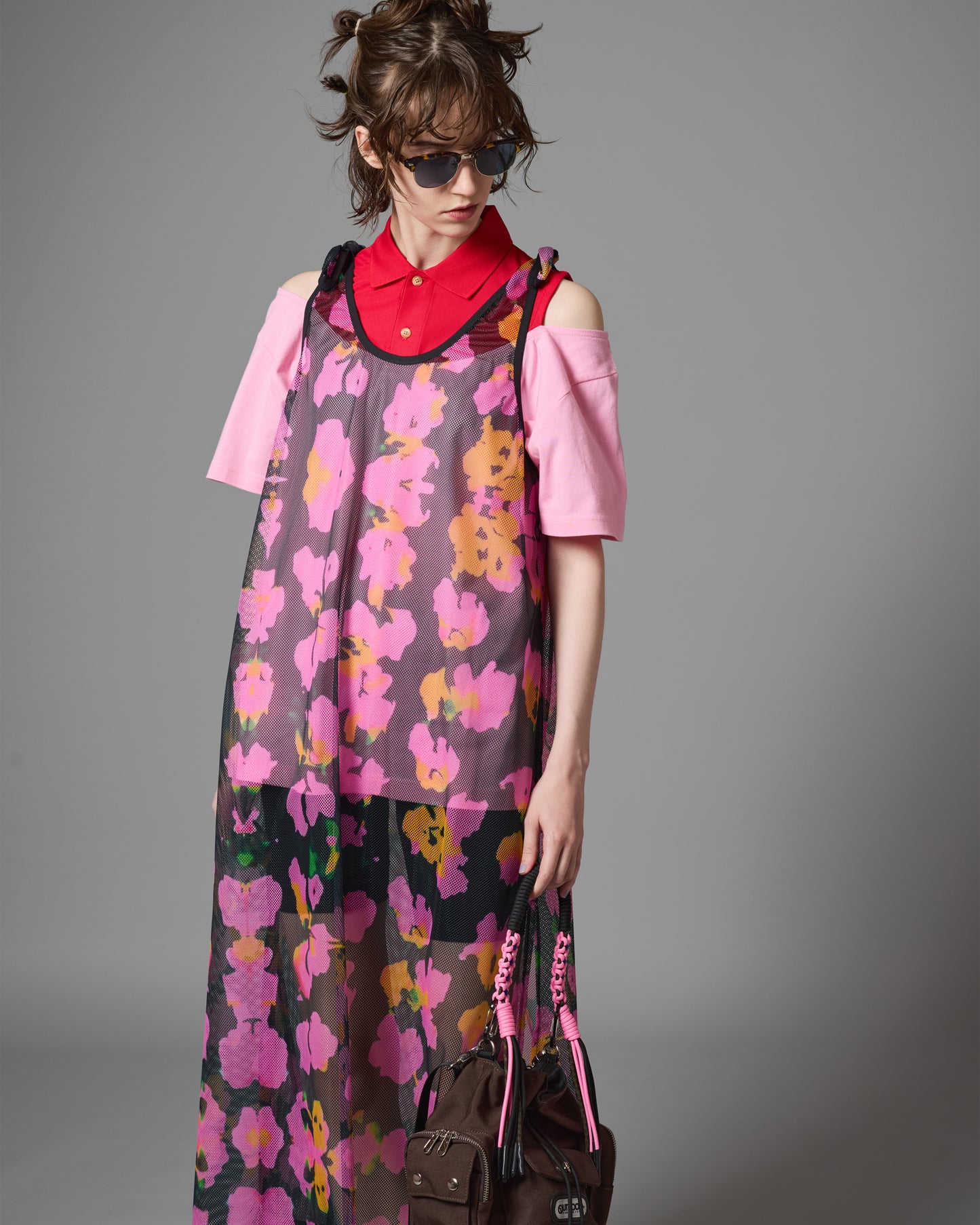 [PRE ORDER] PRINT MESH RIBBON ONE-PIECE (FLOWER)