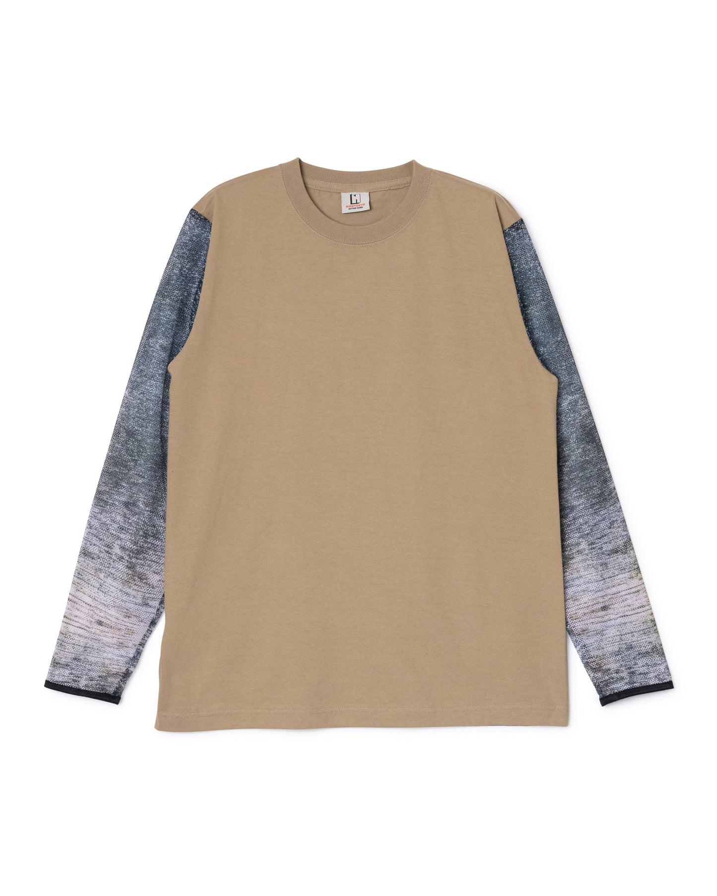 NOISE PRINT MESH L/S T-SHIRT (BEIGE)