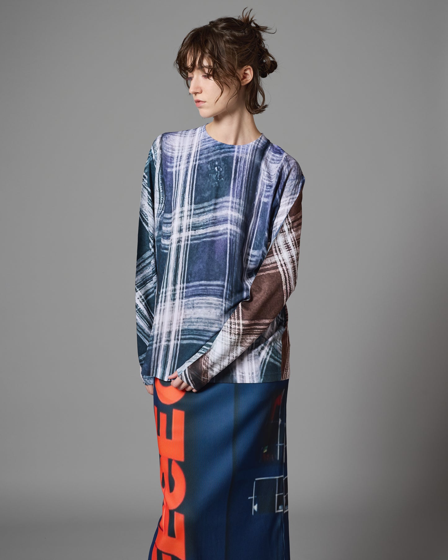 DIRECT PRINT L/S T-SHIRT (CHECK)