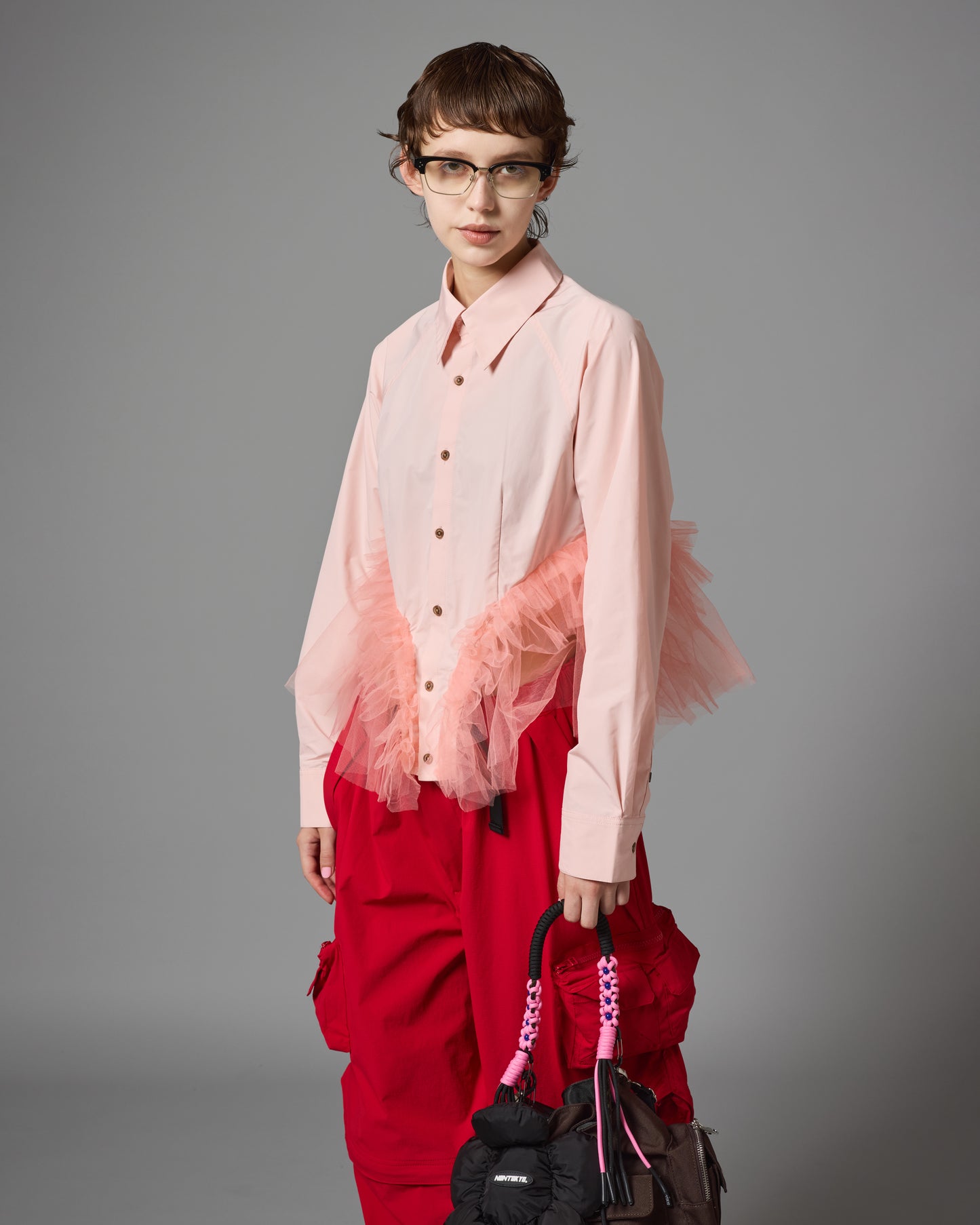 [PRE ORDER] GATHER TULLE SHIRT (PINK)