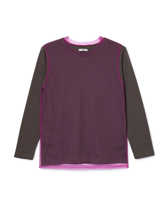 SHEER LAYER L/S T-SHIRT (BROWN×PINK)