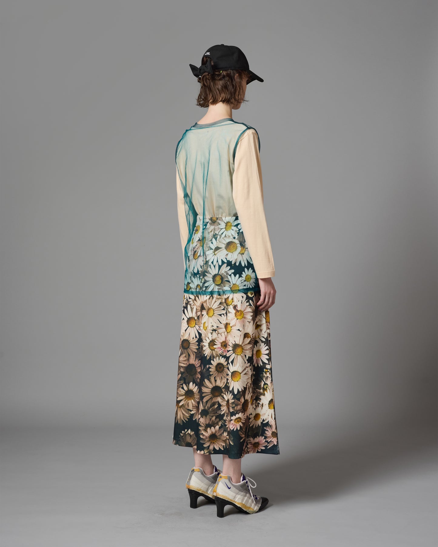 SHEER LAYER L/S T-SHIRT (IVORY×GREEN)