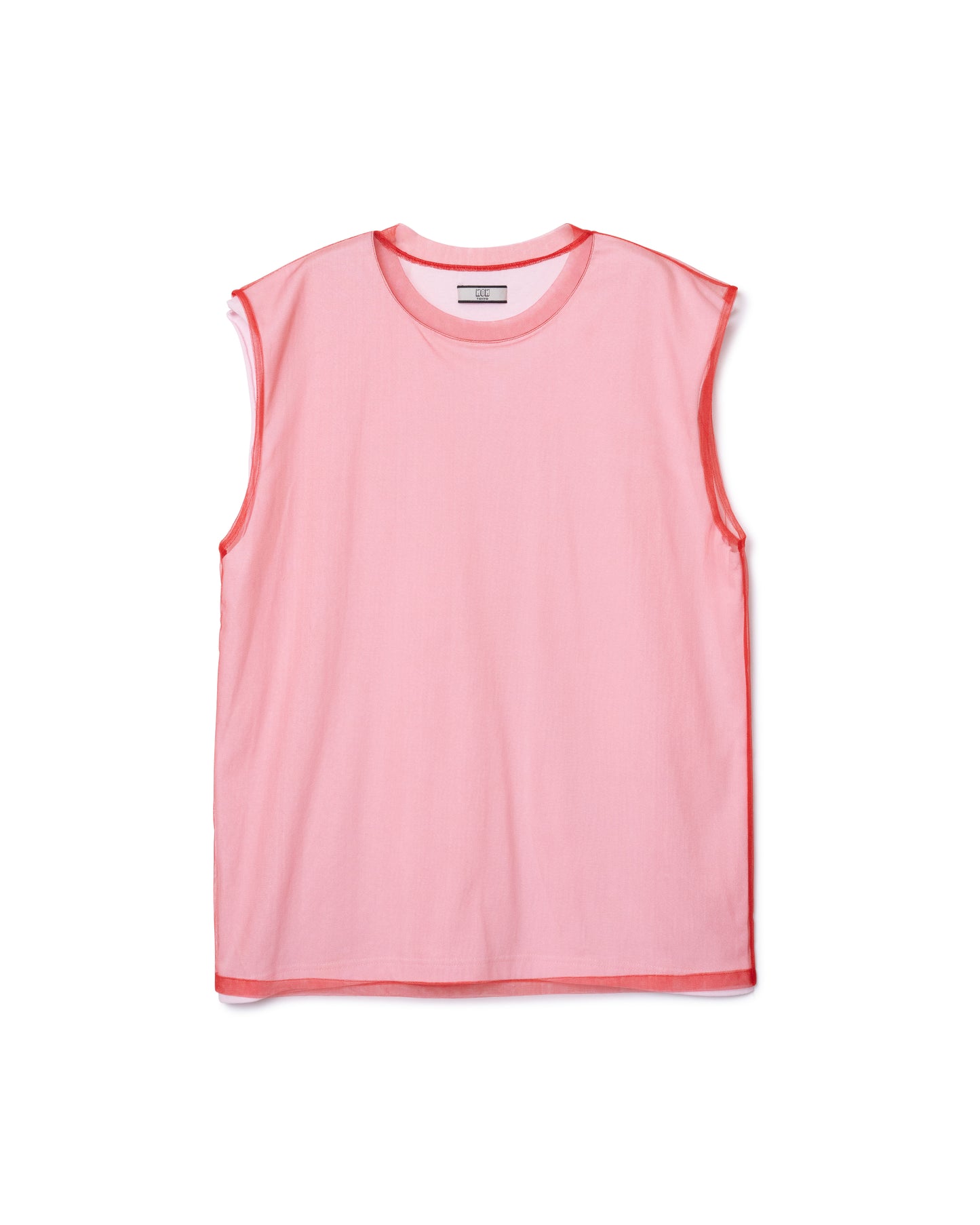 SHEER LAYER N/S T-SHIRT (PINK×RED)