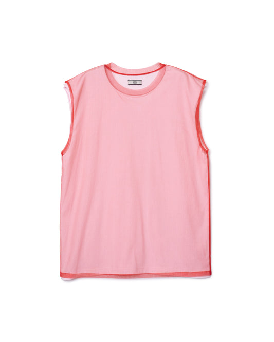 SHEER LAYER N/S T-SHIRT (PINK×RED)
