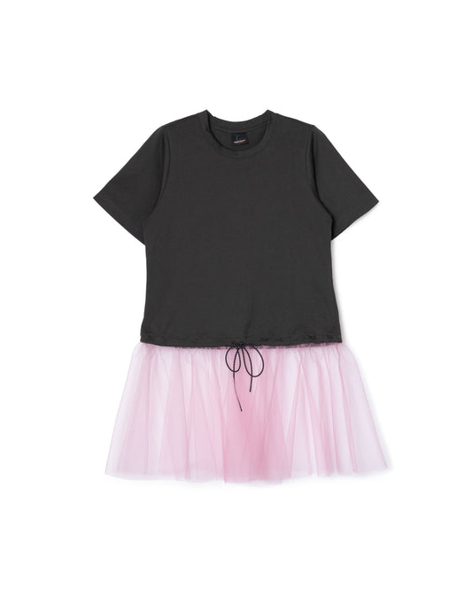 GATHER TULLE T-SHIRT (GRAY×PINK)