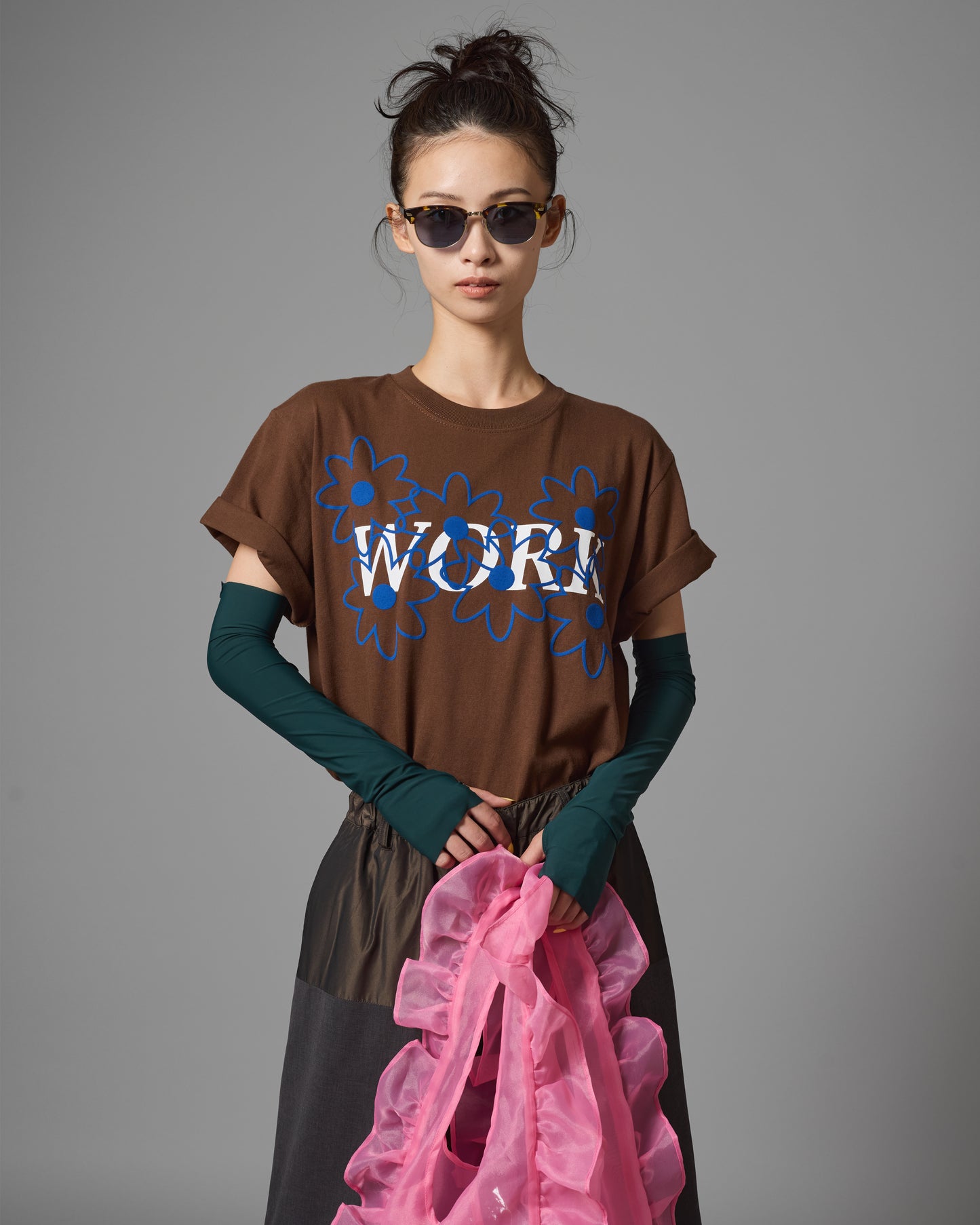 [PRE ORDER] PRINT SHORT T-SHIRT (WORK / BROWN)