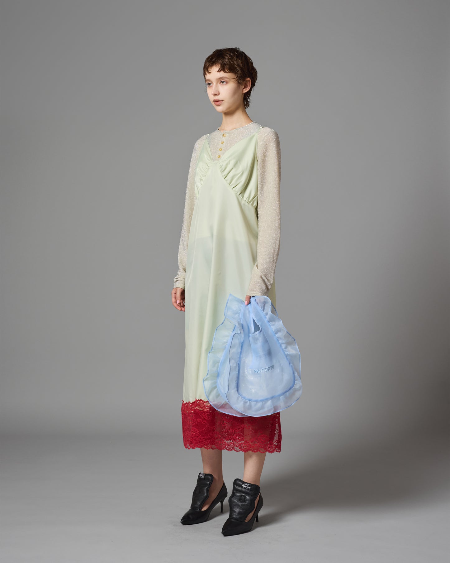 SHEER FRILL BAG ( S / BLUE )