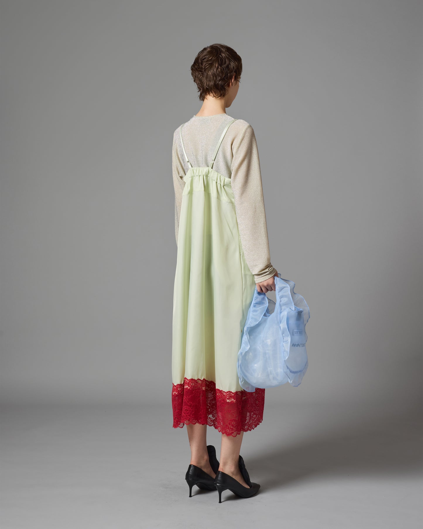 SHEER FRILL BAG ( S / BLUE )