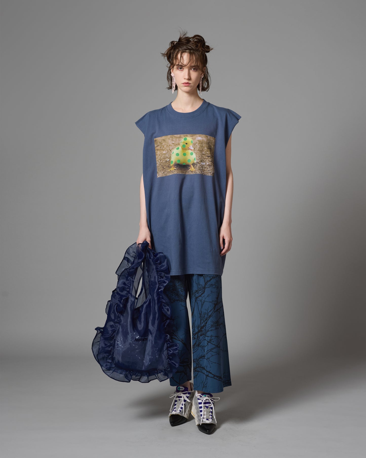 SHEER FRILL BAG ( L / NAVY )