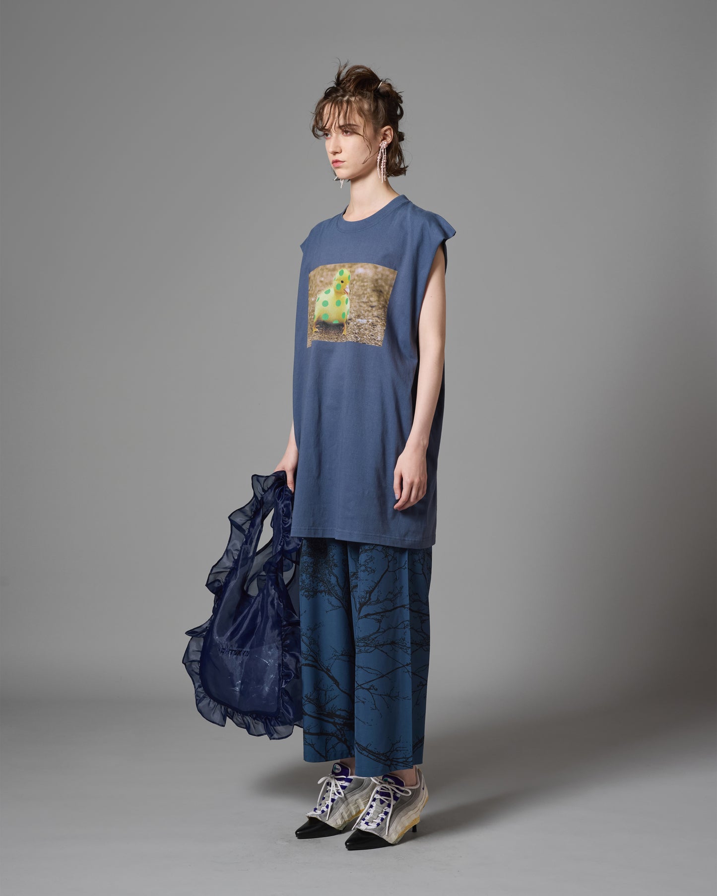 SHEER FRILL BAG ( L / NAVY )