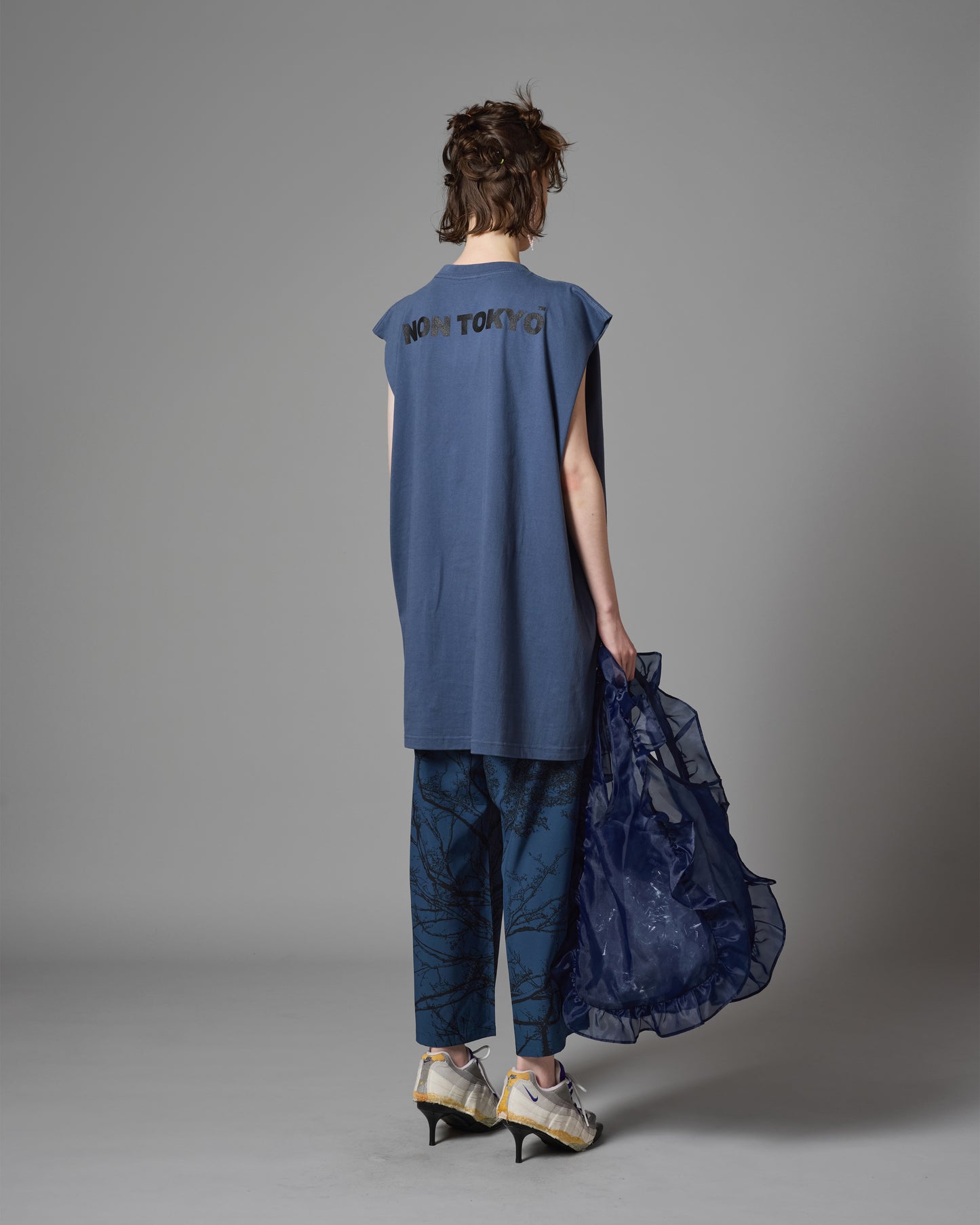 SHEER FRILL BAG ( L / NAVY )