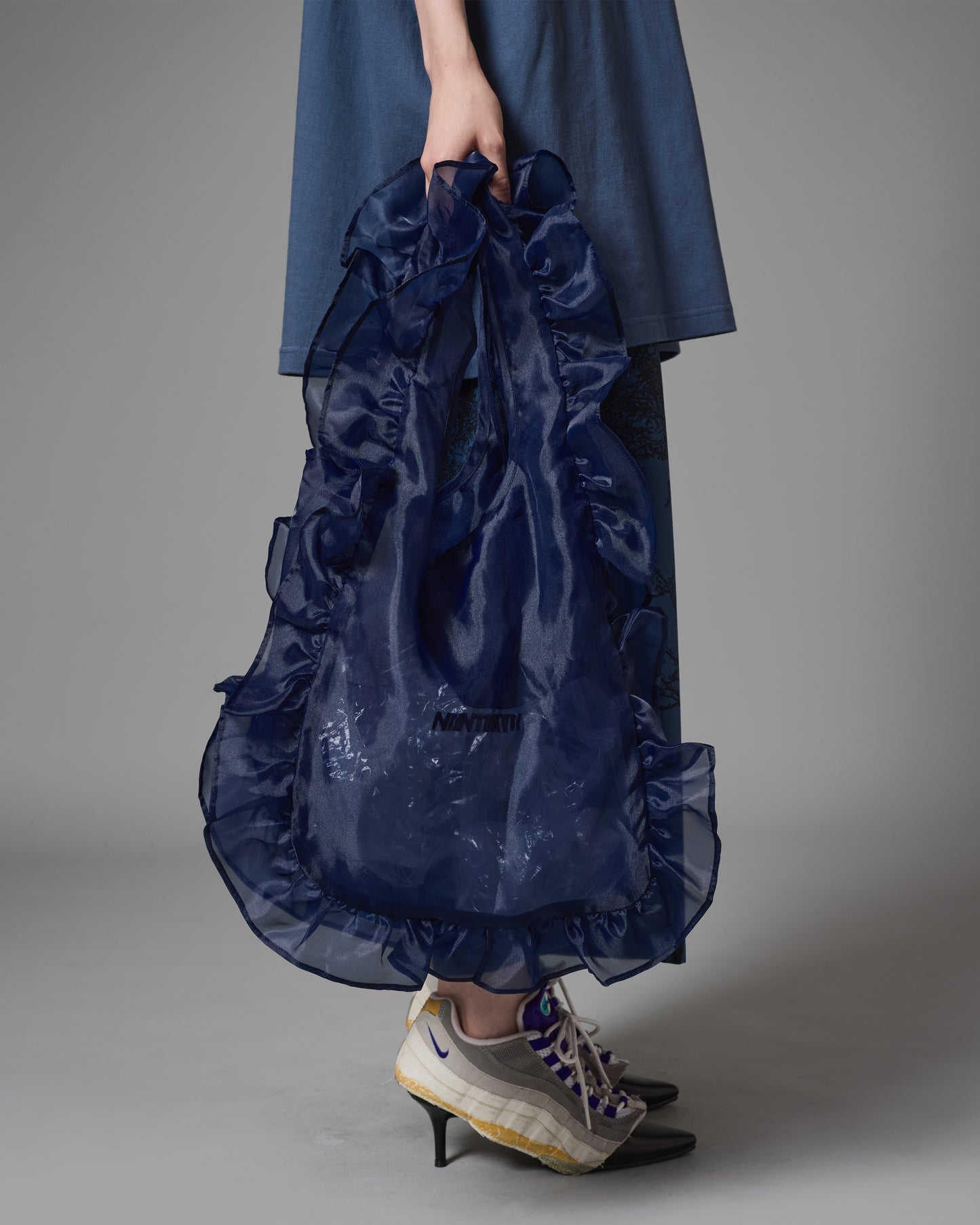 SHEER FRILL BAG ( L / NAVY )