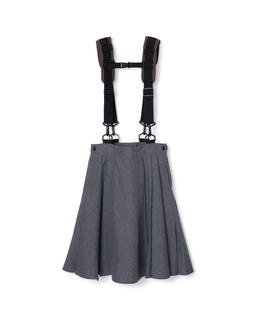 [PRE ORDER] 2WAY SHOULDER GIMMICK PLEATS SKIRT (GRAY)
