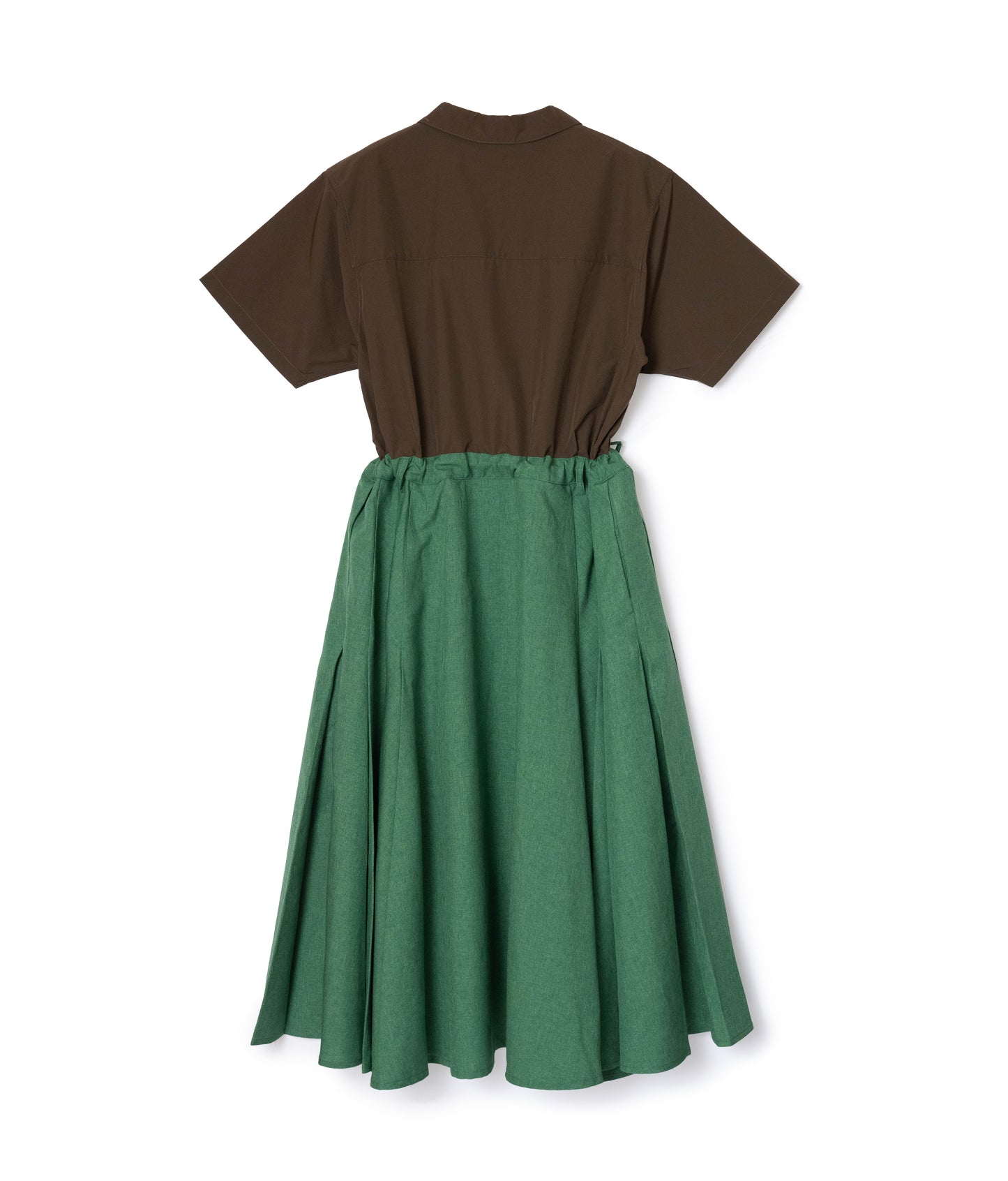 [PRE ORDER] OPENCOLLAR SHIRT ONE-PIECE (BROWN×GREEN)