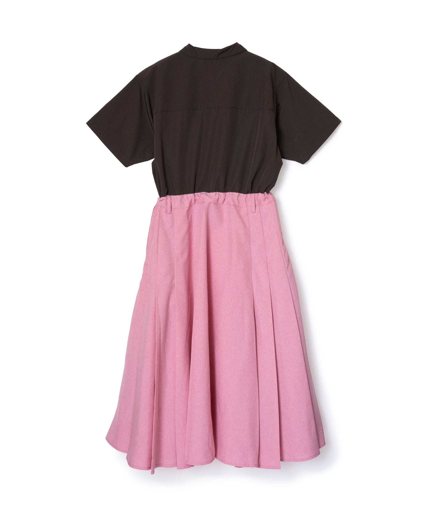 [PRE ORDER] OPENCOLLAR SHIRT ONE-PIECE (KHAKI×PINK)
